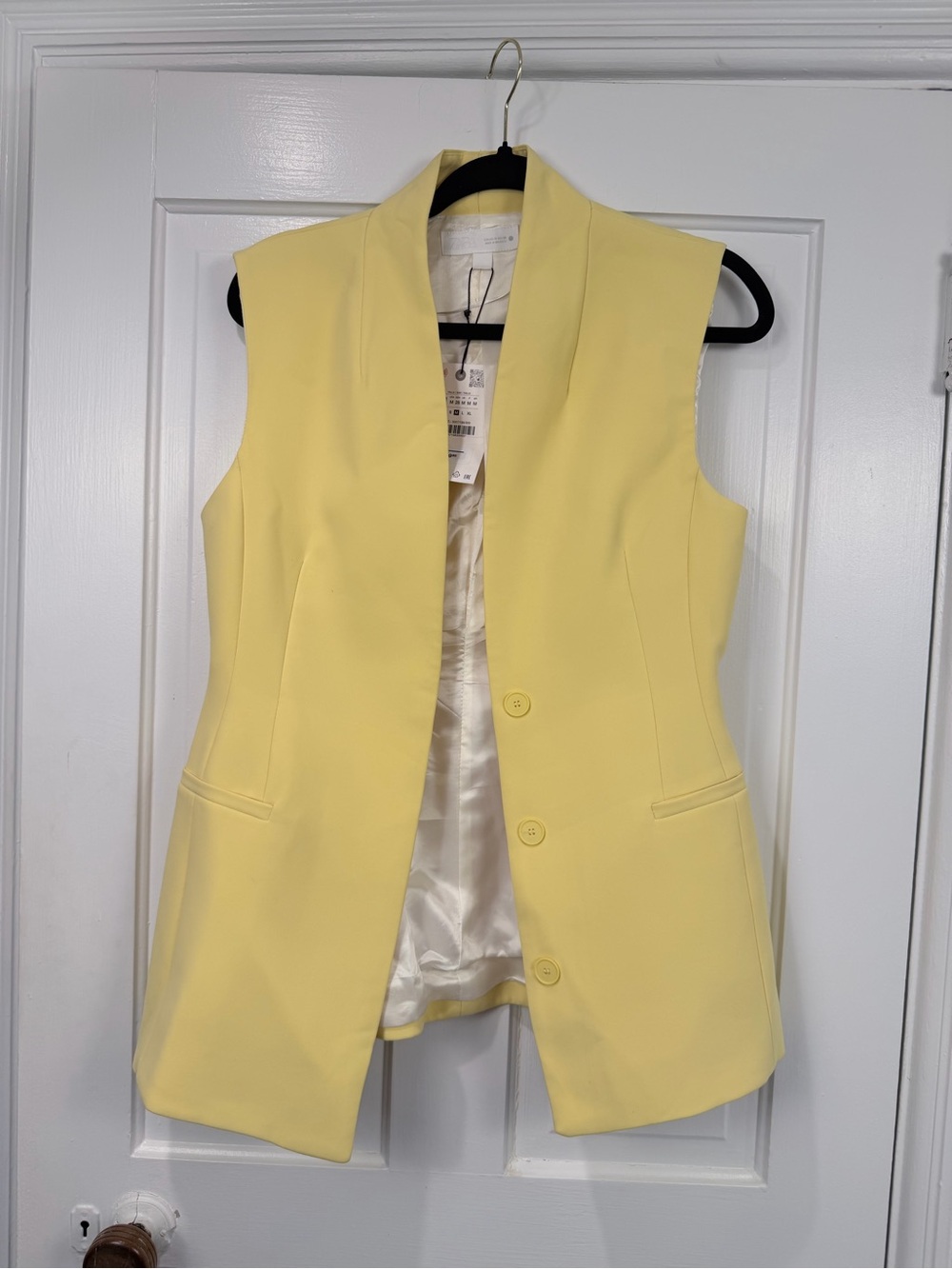 Zara Pale Yellow Sleeveless Blazer Vest